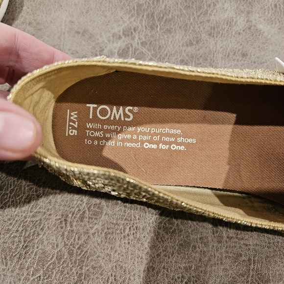 Toms Metallic Gold Crochet Shoes - Picture 6 of 7